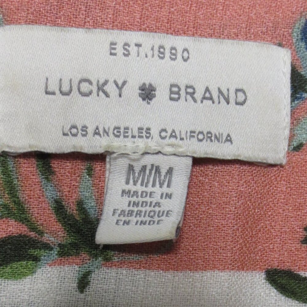 LUCKY BRAND womens SHIRT cream BOHO top BLOUSE floral LIGHTWEIGHT yellow SIZE M - Picture 7 of 10